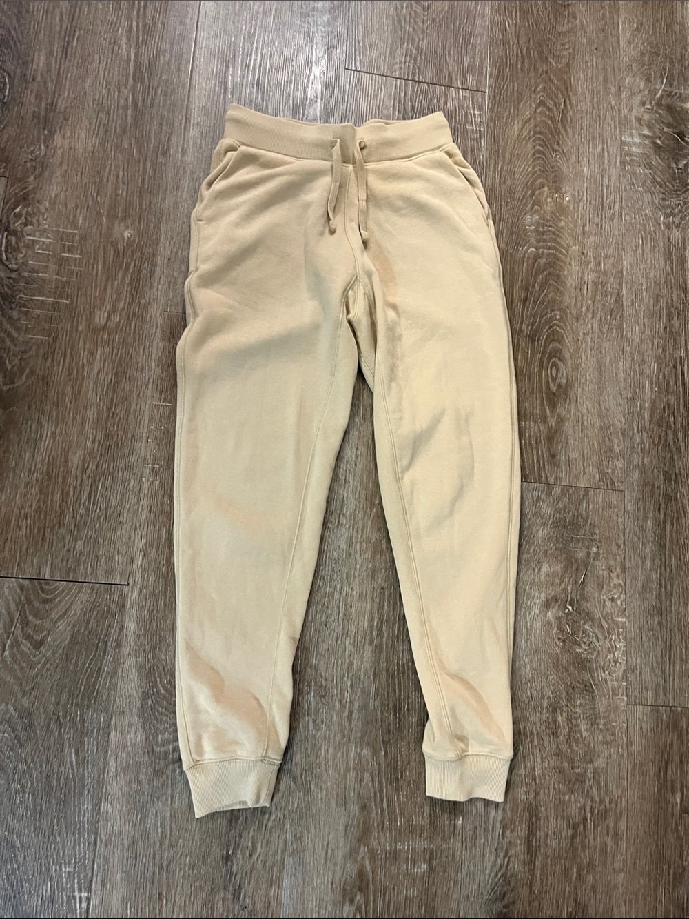 Women’s Neutral Tan Fleece Joggers with Drawstring Waist